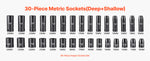 Amocart 26/65PCs US Plus Drive Impact Socket Set Deep Standard Socket Set SAE Metric 6 Point CR-V Cr-Mo Alloy Steel Auto Repair