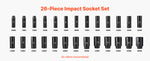 Amocart 26/65PCs US Drive Impact Socket Set Deep Standard Socket Set SAE Metric 6 Point CR-V Cr-Mo Alloy Steel Auto Repair