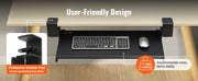Charger l'image dans la visionneuse de galerie, Amocart 26.8in Under Desk Keyboard Tray Slide in/out Ergonomic Universal Keyboard Tray No-Drilling C-Clamps Easy to Install
