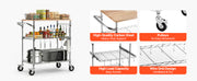 Bild in Galerie-Viewer laden, SucceBuy Kitchen Utility Cart 3 Tier Adjustable Wire Storage Rack with Wood Tabletop and Handle Bar 661 lbs Steel Work Table
