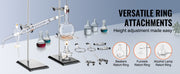 Charger l'image dans la visionneuse de galerie, Amocart Lab Stand Support Laboratory Retort 2 Sets Steel Lab Stand 23.6" Rod Includes Flask Clamps Burette Clamps&amp;Cross Clamps
