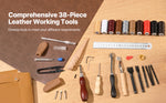 Amocart 38/59/61/72/92PCs Leather Working Tools Kit Leather Craft Tools Storage Bag Engraving Punching Sewing Stamping Tools