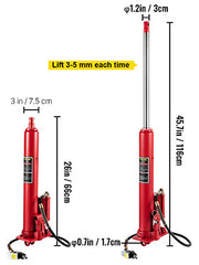 Bild in Galerie-Viewer laden, SucceBuy Hydraulic/Pneumatic Long Ram Jack 8 Tons/17363 lbs Capacity with Single Piston Pump &amp; Clevis Base Manual Cherry Picker
