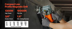 Amocart 1300 W Low Profile Magnetic Drill Press 1.4 in Boring Diameter 2248 lbf Power 650RPM Mag Drill Press for Metal Surface