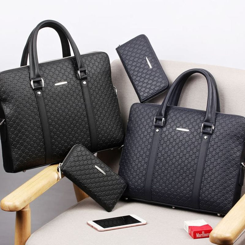 Men bag handbag leather business briefcase embossed letters - AMOCART9ab404fe8553dddee9dc96b2b51144a7