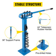 Bild in Galerie-Viewer laden, SucceBuy YP-38 Floor Mounted  Bender with 7 Dies Mutifunctional 44in Telescopic Rubber Handle Copper Steel Tube Bending Tool

