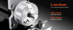 Amocart 2.76x5.12 in Mini Metal Lathe Machine 36W 20,000 RPM Speed + 3-jaw Chuck Aluminum Alloy for Processing Precision Parts