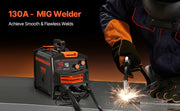 Load image into Gallery viewer, Amocart MIG Welder 130Amp Synergic Mig Welding Machine Gasless Flux Core Welder Portable Mig Welder with Digital Display Screen
