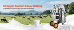 SucceBuy Electric Cow Milking Machine 6.6 Gal 25L 304 Stainless Steel Bucket Food-Grade Teat Cups Silicone Hose Wheels for Cow