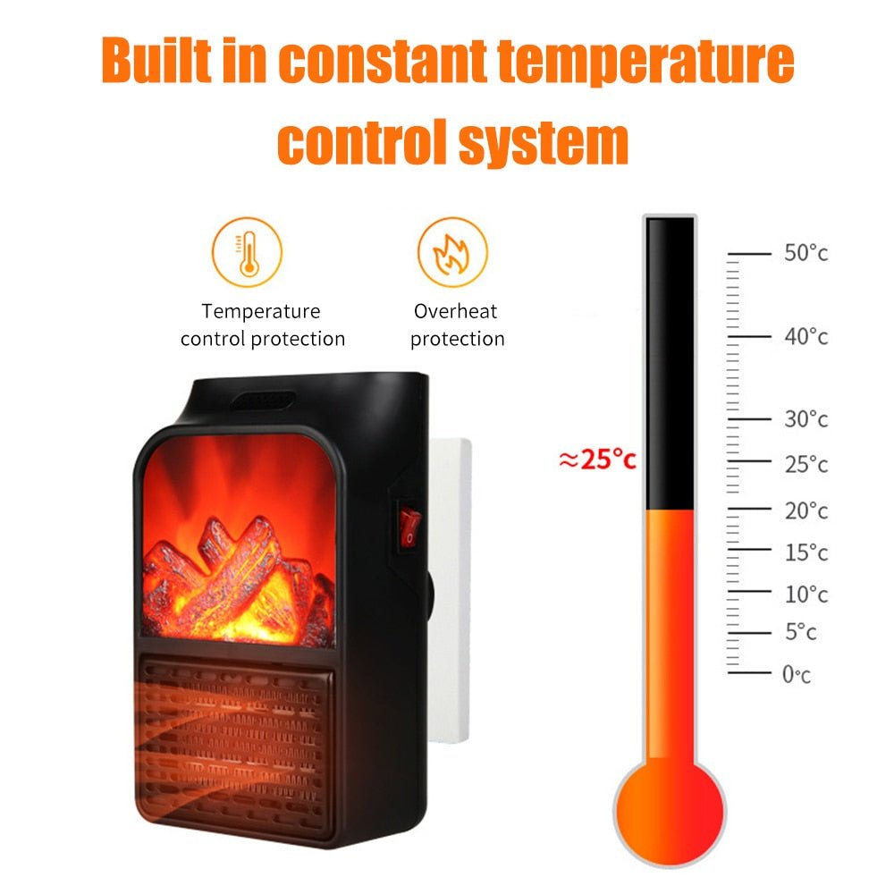 Mini Electric Fireplace Heater Electric Heater with Log Flame Effect Warm Air Heater Fanr 220V 50Hz - AMOCARTedeed8791c49096337a209e84cc3c4a
