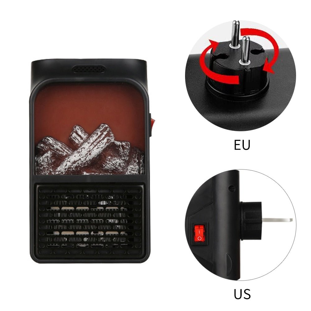 Mini Electric Fireplace Heater Electric Heater with Log Flame Effect Warm Air Heater Fanr 220V 50Hz - AMOCARTa5d1c4d1a28b617dccf7ad2784d07265