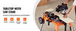 Amocart Miter Saw Stand with Tabletop and Wheels 330lbs Steel Collapsible Rolling Stand for Miter Saw Adjustable Height  Length