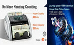 Amocart 1000 Pcs/Min Money Counter Business Cash Register Bill Counterfeit Bill Detector by UV/MG/IR/DD Function for Bank Store