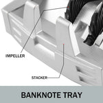Amocart 1000Pcs/Min Money Counter Business Cash Register Euros Bills Fake Banknote Detector by UV & MG Function for Banks Shops