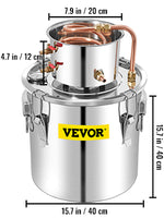 Amocart 50L Alcohol Still Stainless Steel Water Alcohol Distiller with Condenser 13.2Gal Wine Making Boiler with Copper Tube