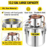 Load image into Gallery viewer, Amocart 50L Alcohol Still Stainless Steel Water Alcohol Distiller with Condenser 13.2Gal Wine Making Boiler with Copper Tube
