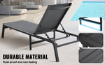 Amocart Chaise Lounge Chair Outdoor Aluminum Patio LoungeFolding Pool Lounge Recliner Full Flat for Patio Beach Pool Dark Grey
