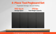 Charger l'image dans la visionneuse de galerie, SucceBuy 24"x12" 2/3/4 pièces Panneaux de Rangement Muraux en Métal Support à Outils en Acier pour Garage Établi Bureau Bricolage
