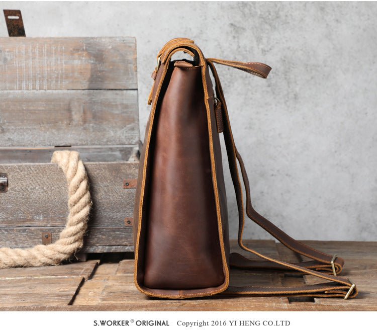 Personality Cowhide School Bag Leather Retro Men - AMOCART30dac724233cd988c8093f46df996d2d