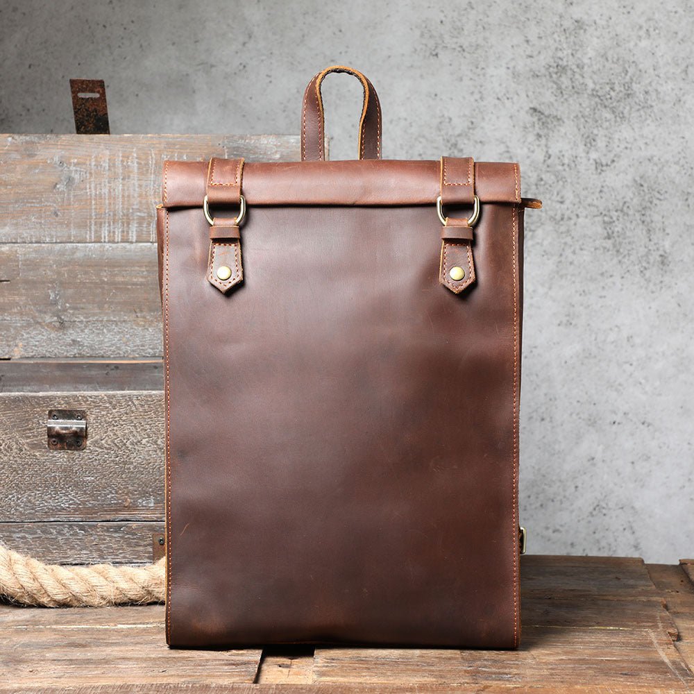 Personality Cowhide School Bag Leather Retro Men - AMOCART367bad98475e68498d93eee9a62da501