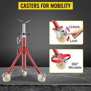 Load image into Gallery viewer, SucceBuy Pipe Holding Stand Folding Tripod Jack 3 Types Heights 12in Pipeworking Supporting Clamped Tool with Roller Head
