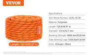 Charger l'image dans la visionneuse de galerie, SucceBuy 120ft Dual-Weave Polyester Cord 3/8 1/2in 48-Strand Multi-Use Rope for Arborist Activities Outdoor Adventures Versatile
