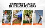 Amocart 120ft Dual-Weave Polyester Cord 3/8 1/2in 48-Strand Multi-Use Rope for Arborist Activities Outdoor Adventures Versatile