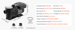 SucceBuy Variable Speed Pool Pump 1.5/2/3 HP AC 220-240V 115/132/145/190 GPM In/Above with Filter Basket Timer for Swimming Pool