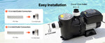 SucceBuy Variable Speed Pool Pump 1.5/2/3 HP AC 220-240V 115/132/145/190 GPM In/Above with Filter Basket Timer for Swimming Pool