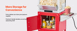 Amocart Popcorn Machine with Cart Stainless Steel Kettle Popcorn Maker with 2-Button Control Glass Wall PC Door 1 Scoop 3 Spoon