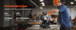 Amocart 20V Portable Band Saw 2.5-In/5-In Deep Cut 360W Bandsaw 0-120/192 m/min Variable Speed with Brushless Motor Hang Hooks