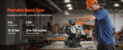 Load image into Gallery viewer, Amocart 20V Portable Band Saw 2.5-In/5-In Deep Cut 360W Bandsaw 0-120/192 m/min Variable Speed with Brushless Motor Hang Hooks

