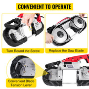 Load image into Gallery viewer, SucceBuy Portable BandSaw 5Inch Cutting Capacity Cordless Variable Speed 10Amp Motor Deep Cut Bandsaw for Metal Wood Pipes Rebar
