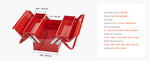 Amocart Metal Tool Box 2-Tier 3-Tray Portable Folding Tool Chest Organizer with Handle & Lock Toolbox for Factory Repair Shop