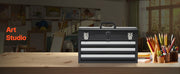 Bild in Galerie-Viewer laden, Amocart 20in 3-Drawer Metal Tool Box Black/Red Tool Chest with EVA Liners Multifunction Tool Organizer for Garage &amp; Workshop
