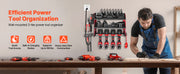 Load image into Gallery viewer, Amocart 3 Tire Power Tool Organizer Drill Storage Rack with Charging Station &amp; Side Pegboard Tool Organizer for Garage Workshop
