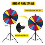 Amocart 18 Inch Tabletop Color Prize Wheel w/ Folding Tripod Floor Stand 14 Slots Dry Erase for Win Fortune Spinning Stand Game