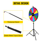 Load image into Gallery viewer, Amocart 18 Inch Tabletop Color Prize Wheel w/ Folding Tripod Floor Stand 14 Slots Dry Erase for Win Fortune Spinning Stand Game
