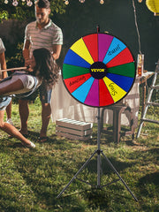 Load image into Gallery viewer, Amocart 18 Inch Tabletop Color Prize Wheel w/ Folding Tripod Floor Stand 14 Slots Dry Erase for Win Fortune Spinning Stand Game
