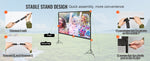 Amocart Projector Screen with Stand 100 120 150 inch 16:9 4K 1080 HD Portable Projection Screen for Home Office Theater Cinema