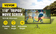 Bild in Galerie-Viewer laden, SucceBuy 60 70 80 90 100 110 in Tripod Projector Screen W/ Stand 16:9 4K HD Portable Home Cinema for Indoor &amp; Outdoor Projection
