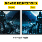 Amocart 60 70 80 90 100 110 in Tripod Projector Screen W/ Stand 16:9 4K HD Portable Home Cinema for Indoor & Outdoor Projection