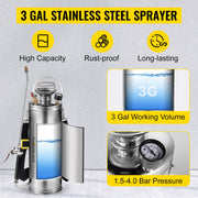 Load image into Gallery viewer, SucceBuy 4-12L Hand Powered Sprayer Stainless Steel Watering Spraying Sprinkling Atomizer Pump Home Ground Garden Cleaning Sprayer
