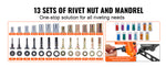 Amocart 14" 16" Rivet Nut Tool Rivnut Tool Kit with Metric and SAE Mandrels 70PCS/186PCS Rivet Nuts With Rugged Carrying Case