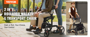 Bild in Galerie-Viewer laden, Amocart 2 in 1 Rollator Walker &amp; Transport Chair for Seniors Folding Rolling Walker Wheelchair Combo &amp; Aluminum Mobility Walker
