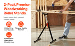 SucceBuy Roller Stand 135lbs/250lbs LBC Adjustable Height with 11.5in Polished Steel Roller Head Woodworking Extension Support