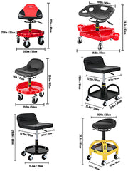 Load image into Gallery viewer, Amocart Rolling Garage Stool Car Detailing Stool Adjustable Height Mechanic Seat With Tool Tray Workshop Auto Repair Shop Stool
