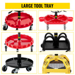 Amocart Rolling Garage Stool Car Detailing Stool Adjustable Height Mechanic Seat With Tool Tray Workshop Auto Repair Shop Stool