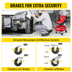 Amocart Rolling Garage Stool Car Detailing Stool Adjustable Height Mechanic Seat With Tool Tray Workshop Auto Repair Shop Stool