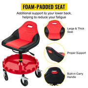 Load image into Gallery viewer, Amocart Rolling Garage Stool Car Detailing Stool Adjustable Height Mechanic Seat With Tool Tray Workshop Auto Repair Shop Stool
